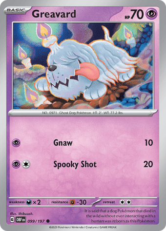 Greavard Obsidian Flames Pokemon Card