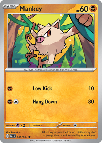 Mankey Paldea Evolved Pokemon Card