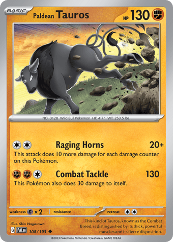 Paldean Tauros Paldea Evolved Pokemon Card