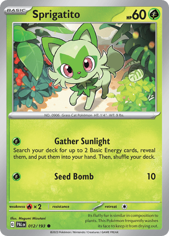 Sprigatito Paldea Evolved Pokemon Card