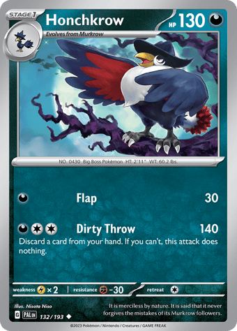 Honchkrow Paldea Evolved Pokemon Card