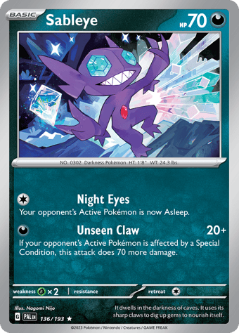 Sableye Paldea Evolved Pokemon Card