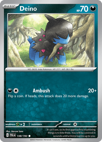 Deino Paldea Evolved Pokemon Card