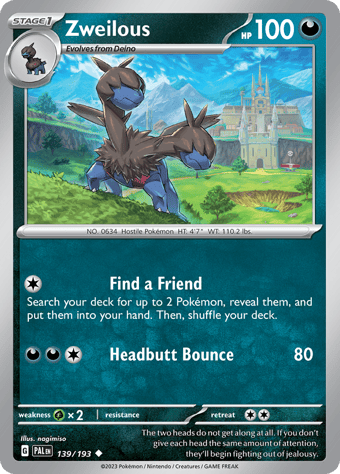 Zweilous Paldea Evolved Pokemon Card