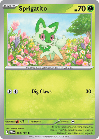 Sprigatito Paldea Evolved Pokemon Card