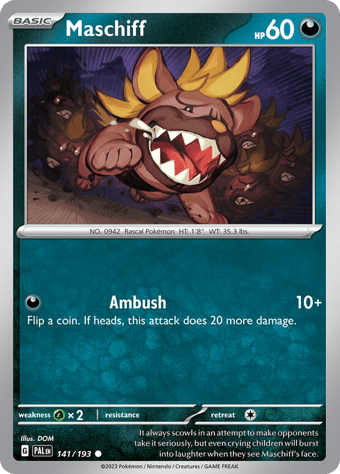 Maschiff Paldea Evolved Pokemon Card