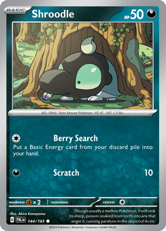 Shroodle Paldea Evolved Pokemon Card