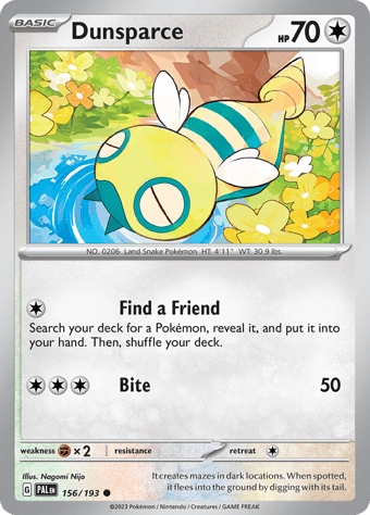 Dunsparce Paldea Evolved Pokemon Card