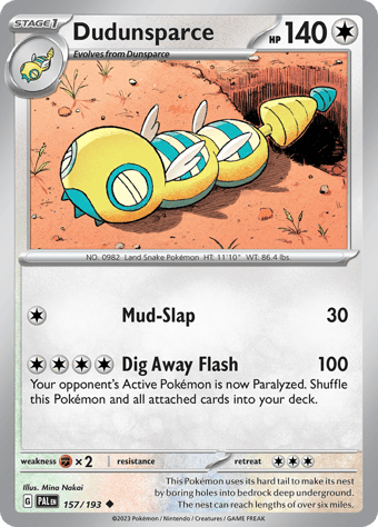 Dudunsparce Paldea Evolved Pokemon Card