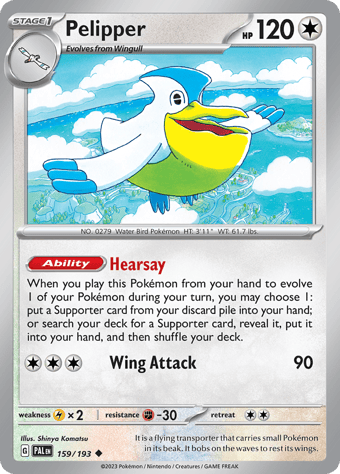Pelipper Paldea Evolved Pokemon Card