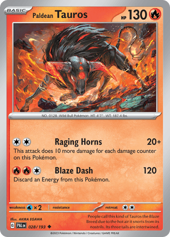 Paldean Tauros Paldea Evolved Pokemon Card