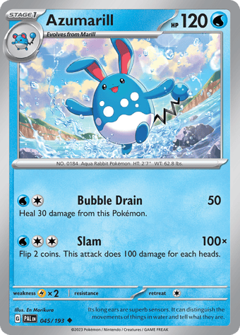 Azumarill Paldea Evolved Pokemon Card