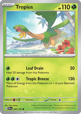 Tropius Paldea Evolved Pokemon Card