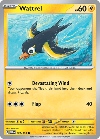 Wattrel Paldea Evolved Pokemon Card