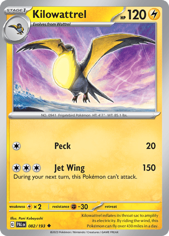 Kilowattrel Paldea Evolved Pokemon Card