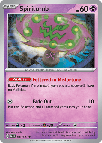 Spiritomb Paldea Evolved Pokemon Card