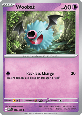 Woobat Paldean Fates Pokemon Card