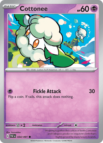 Cottonee Paldean Fates Pokemon Card