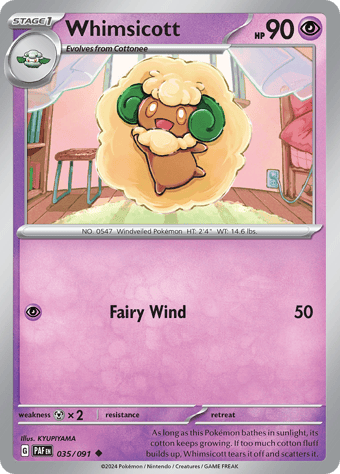 Whimsicott Paldean Fates Pokemon Card