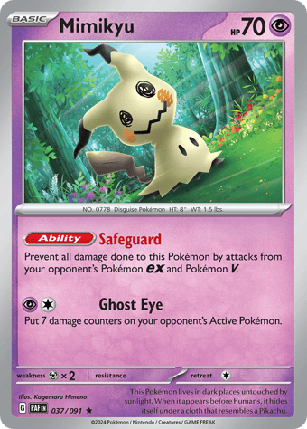 Mimikyu Paldean Fates Pokemon Card