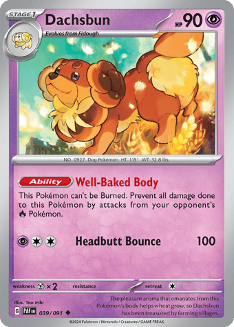 Dachsbun Paldean Fates Pokemon Card