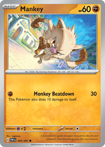 Mankey Paldean Fates Pokemon Card