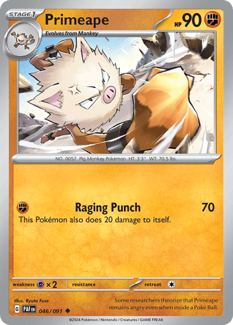 Primeape Paldean Fates Pokemon Card