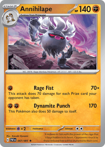 Annihilape Paldean Fates Pokemon Card
