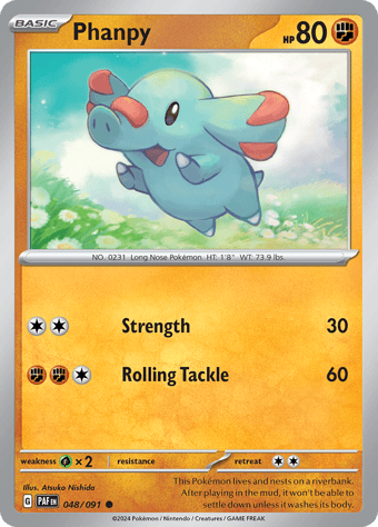 Phanpy Paldean Fates Pokemon Card