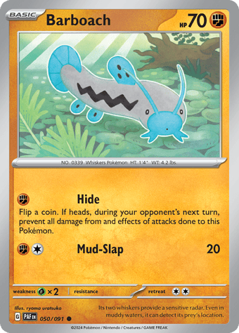 Barboach Paldean Fates Pokemon Card