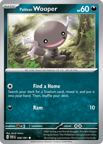 Paldean Wooper Paldean Fates Pokemon Card
