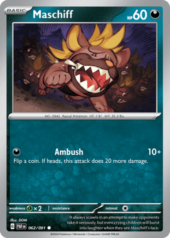 Maschiff Paldean Fates Pokemon Card
