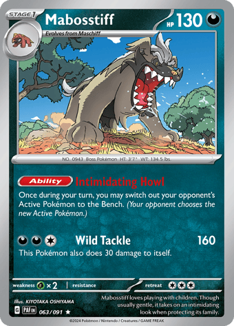 Mabosstiff Paldean Fates Pokemon Card