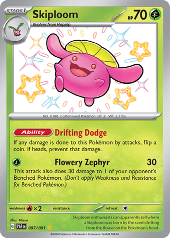Skiploom Paldean Fates Pokemon Card