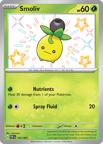 Smoliv Paldean Fates Pokemon Card