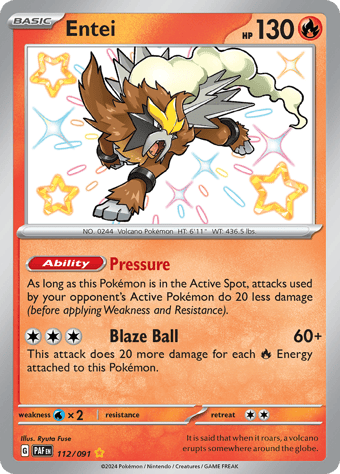 Entei Paldean Fates Pokemon Card