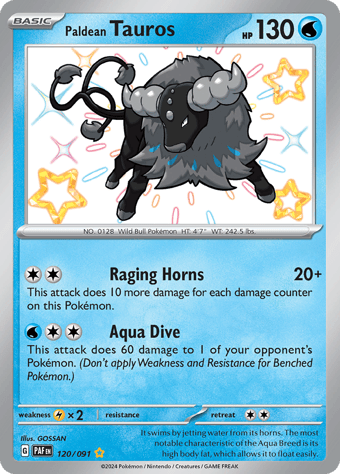 Paldean Tauros Paldean Fates Pokemon Card