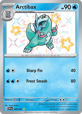 Arctibax Paldean Fates Pokemon Card