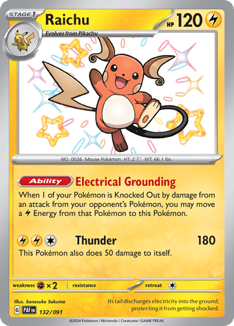 Raichu Paldean Fates Pokemon Card