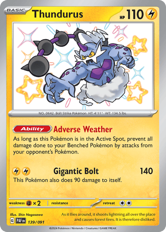 Thundurus Paldean Fates Pokemon Card