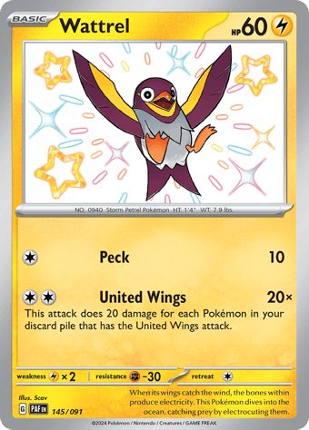 Wattrel Paldean Fates Pokemon Card