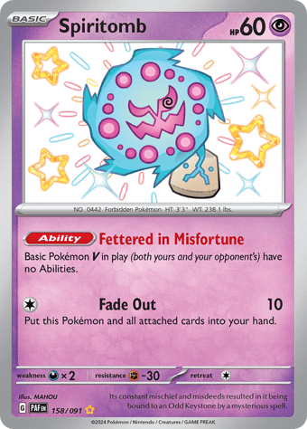 Spiritomb Paldean Fates Pokemon Card