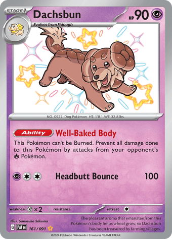 Dachsbun Paldean Fates Pokemon Card