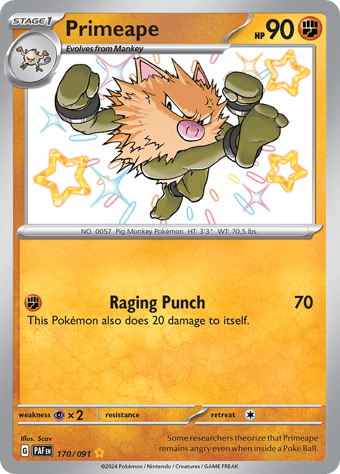 Primeape Paldean Fates Pokemon Card