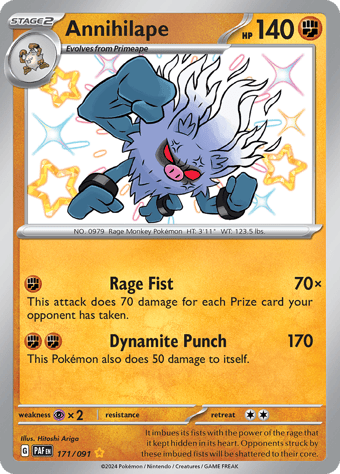Annihilape Paldean Fates Pokemon Card