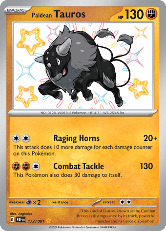 Paldean Tauros Paldean Fates Pokemon Card