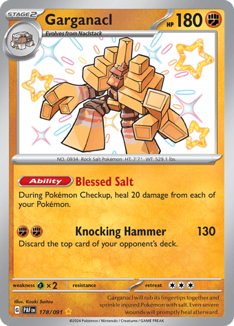 Garganacl Paldean Fates Pokemon Card