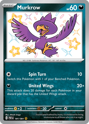 Murkrow Paldean Fates Pokemon Card