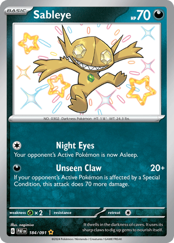 Sableye Paldean Fates Pokemon Card