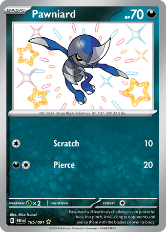 Pawniard Paldean Fates Pokemon Card